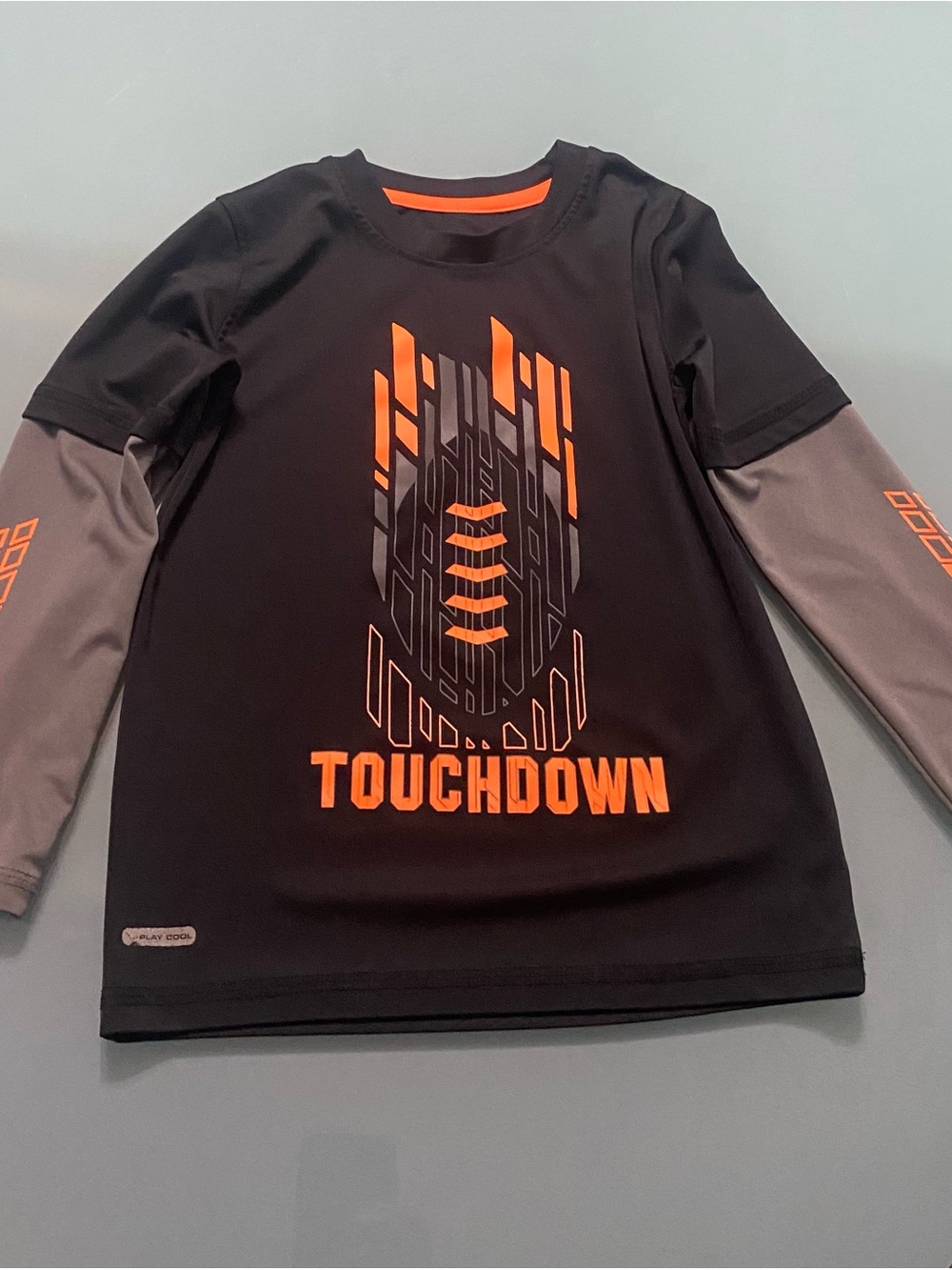 jumping beans Black Long-Sleeve Tee with Orange Touchdown Graphic